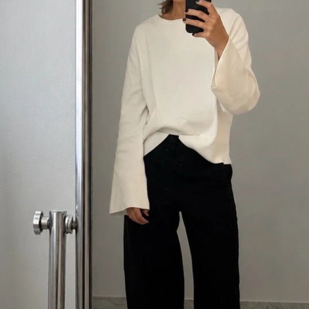 Oversized ribstrikket sweatshirt til damer | A Basic Brand