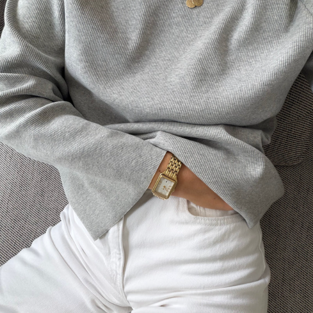 Oversized ribstrikket sweatshirt til damer | A Basic Brand