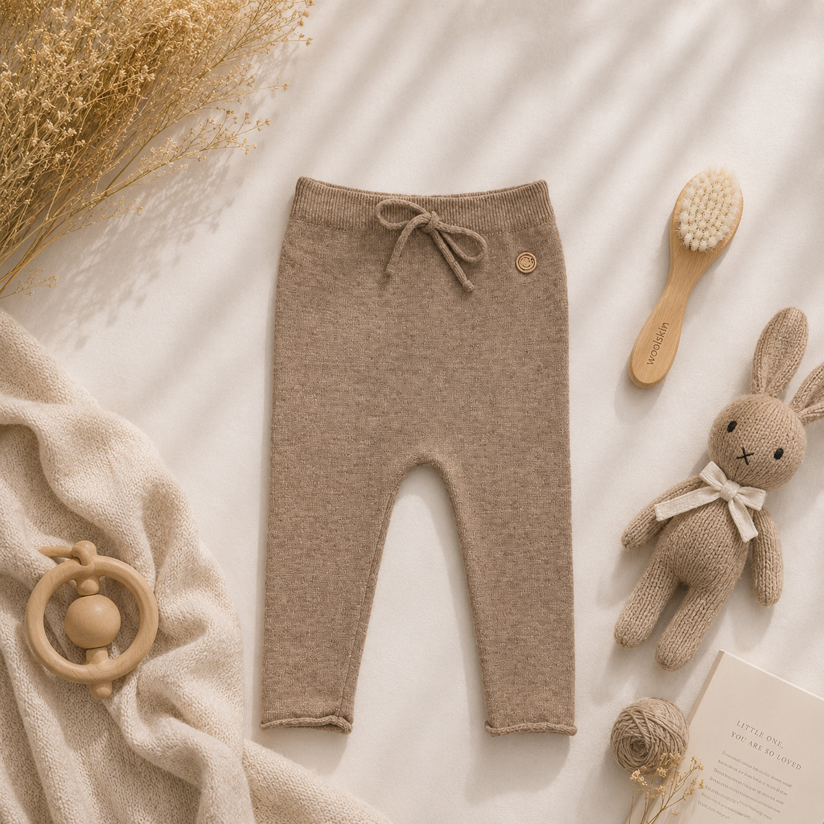 Petit pantalon bébé en 100 % laine mérinos | Tricoté