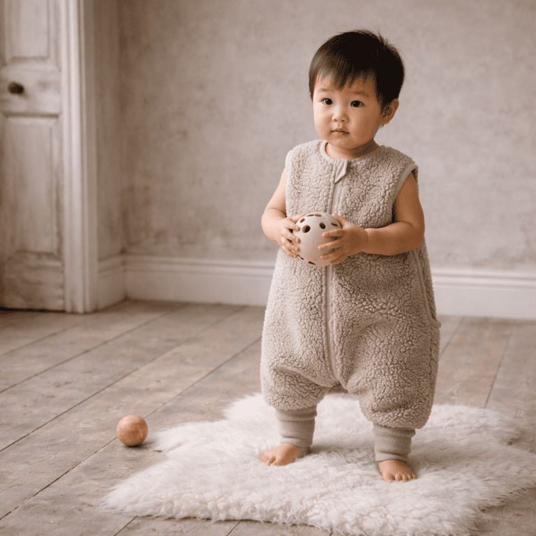 Wollener Schlafsack mit Füßen für Baby & Kleinkind | Teddy