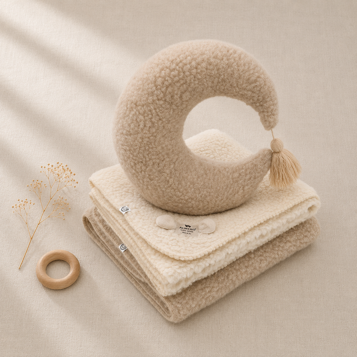Coussin lune en laine pour chambre de bébé et d’enfant | Thumbled