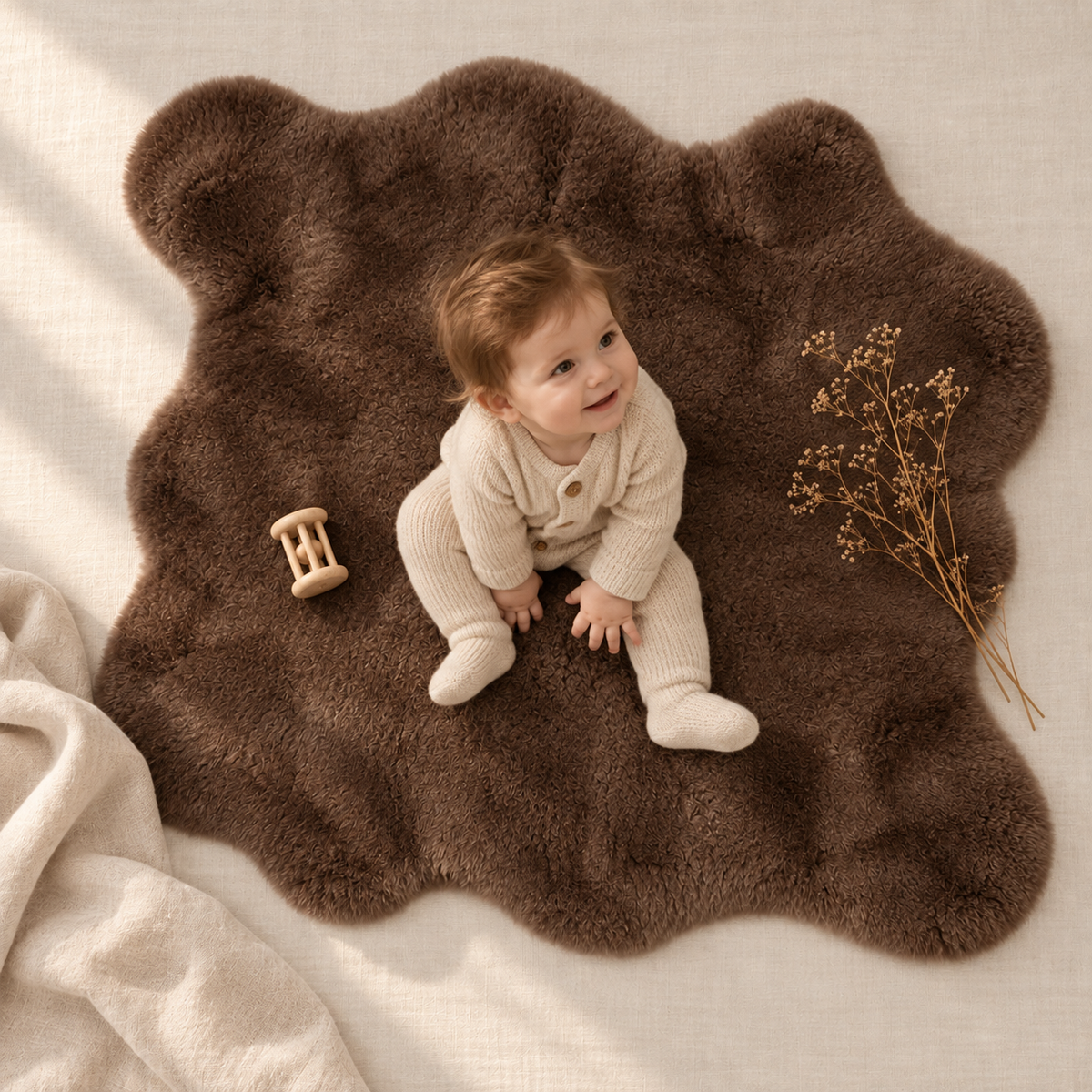 Alfombra de piel de oveja para parque y juegos | Comfort