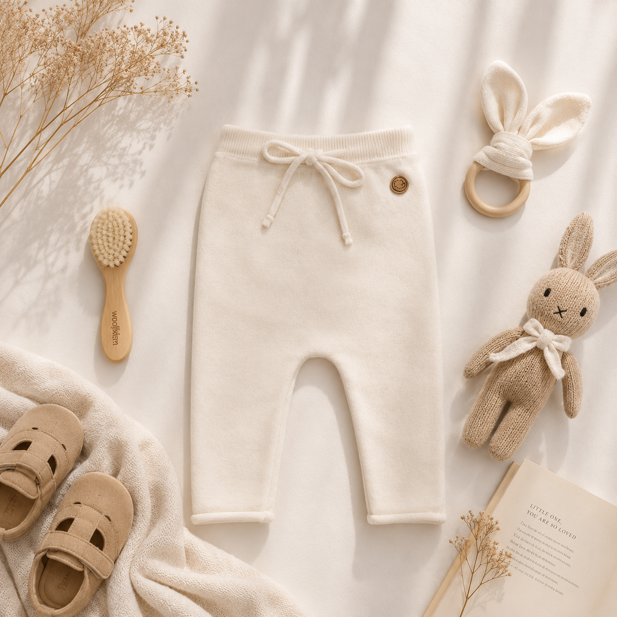 Petit pantalon bébé en 100 % laine mérinos | Tricoté