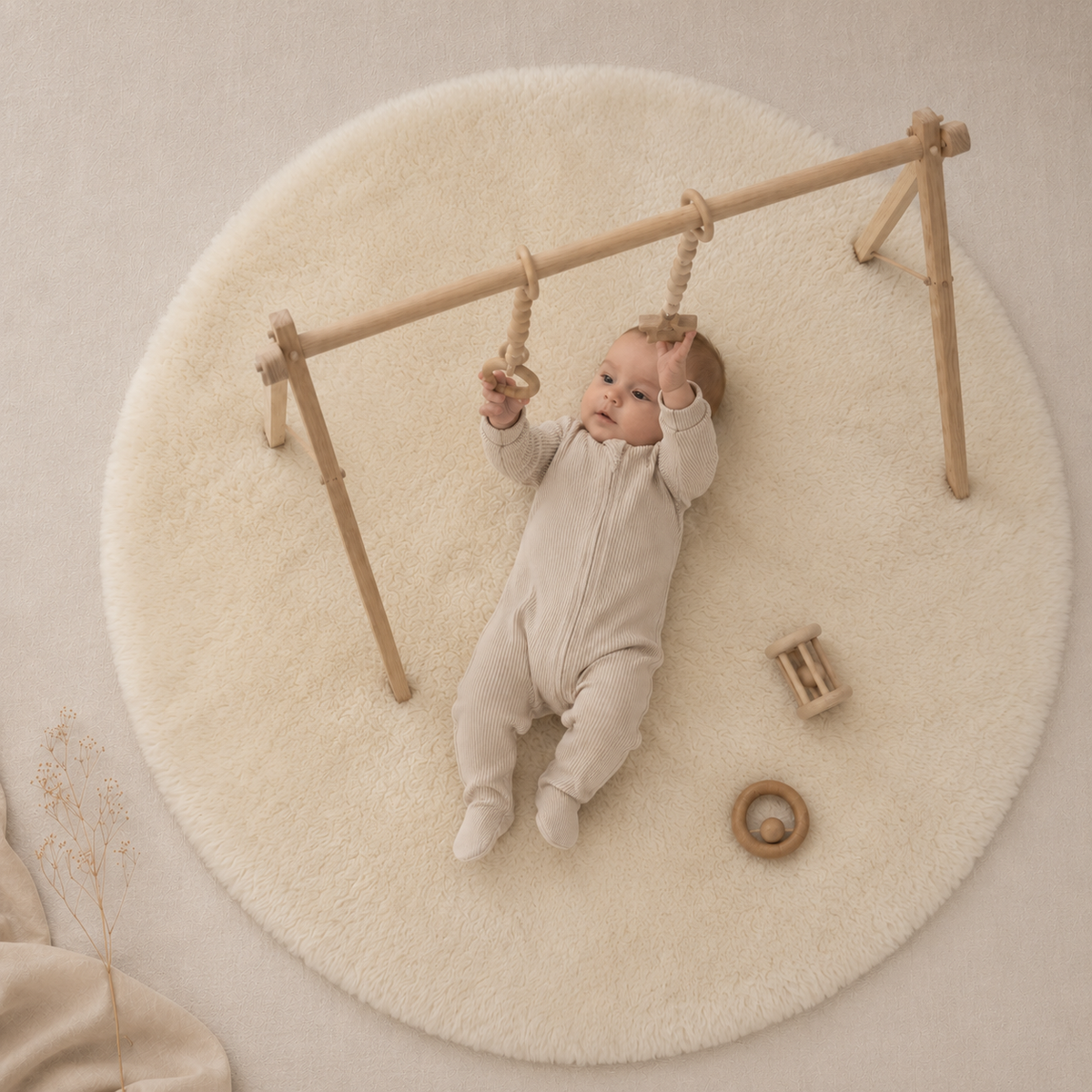 Alfombra redonda de piel de oveja para parque y juegos | Comfort Ø 100cm