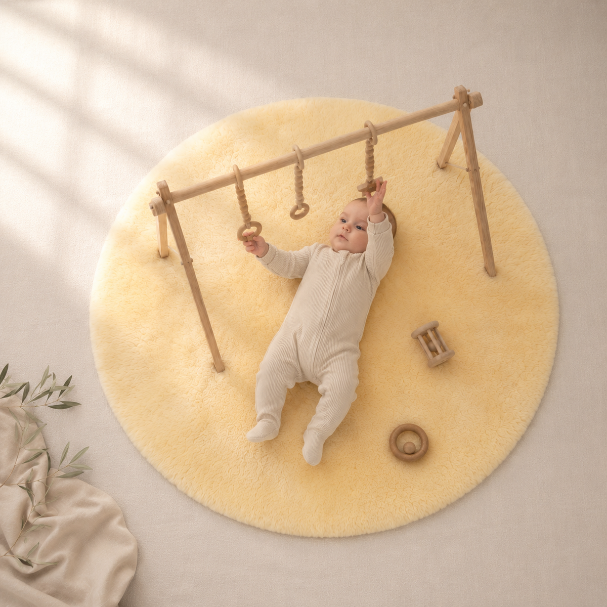 Alfombra redonda de piel de oveja para parque y juegos | Medicinal Ø 100cm